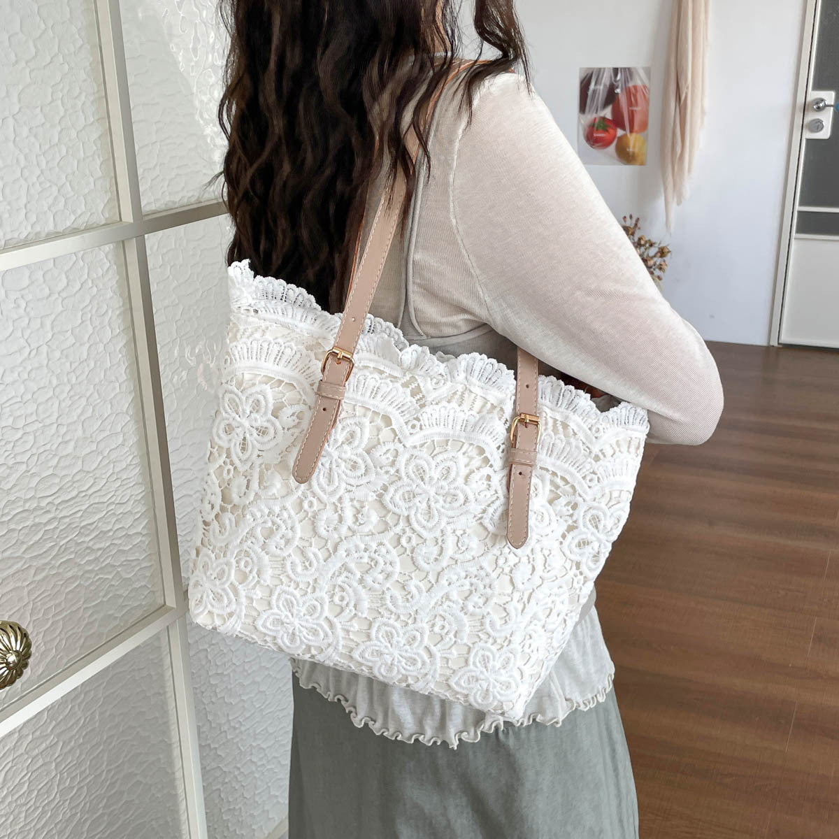 Elegant Lace-Detail Tote Bag — product view 3