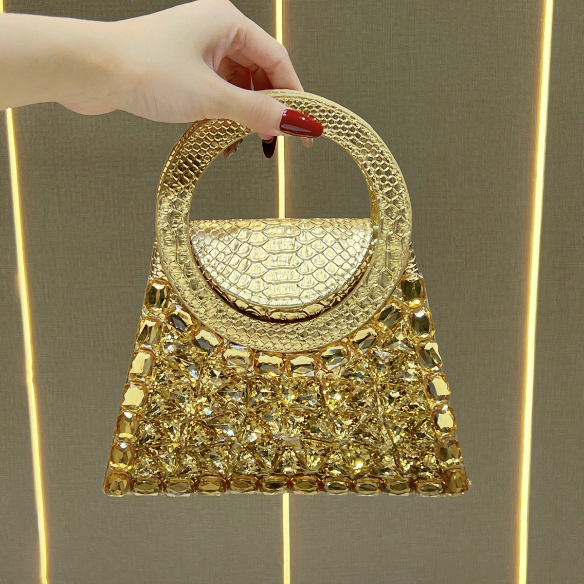 Rhinestone-Studded Handheld Evening Clutch — product view 3