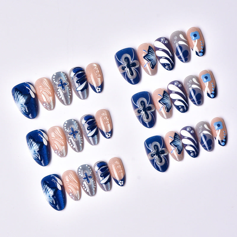 Artistic Press-On Nail Set with Floral Designs — product view 3