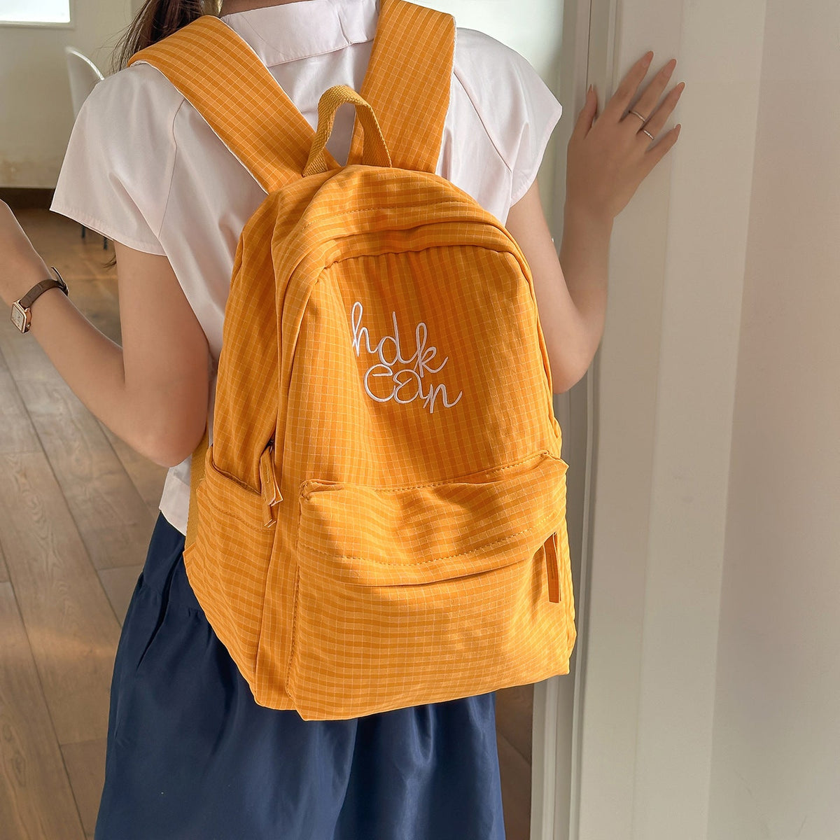 Casual Checked Patterned Backpack LoungeYard — product view 1