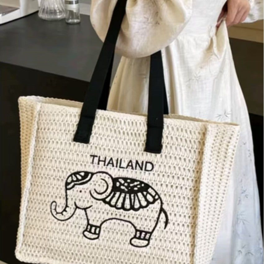 Cotton shopping bag with elephant design LoungeYard — product view 1