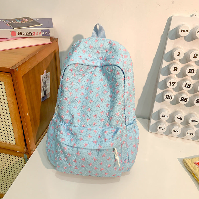 Quilted Floral Patterned Backpack LoungeYard — product view 5
