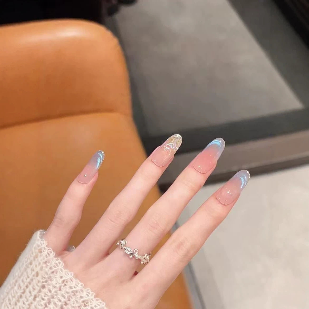 Elegant Ombre Nail Extensions with Crystal Accents — product view 2
