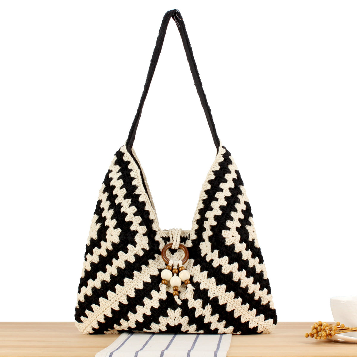 Handmade Macramé Shoulder Bag LoungeYard — product view 1