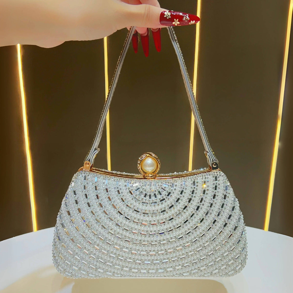 Decorative Crystal-Studded Evening Handbag — product view 7
