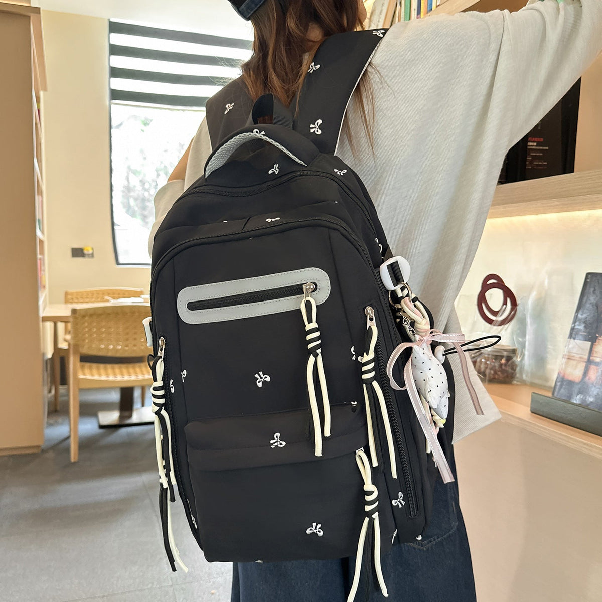 Decorative Floral Embroidered Backpack LoungeYard — product view 3