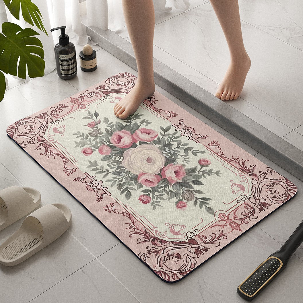 Vintage Floral Bath Mat LoungeYard — product view 3