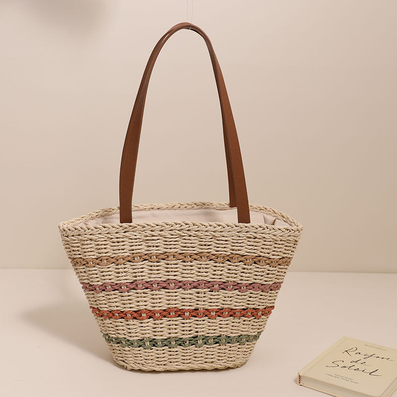 Trendy Straw Bag with Colorful Details LoungeYard — product view 7