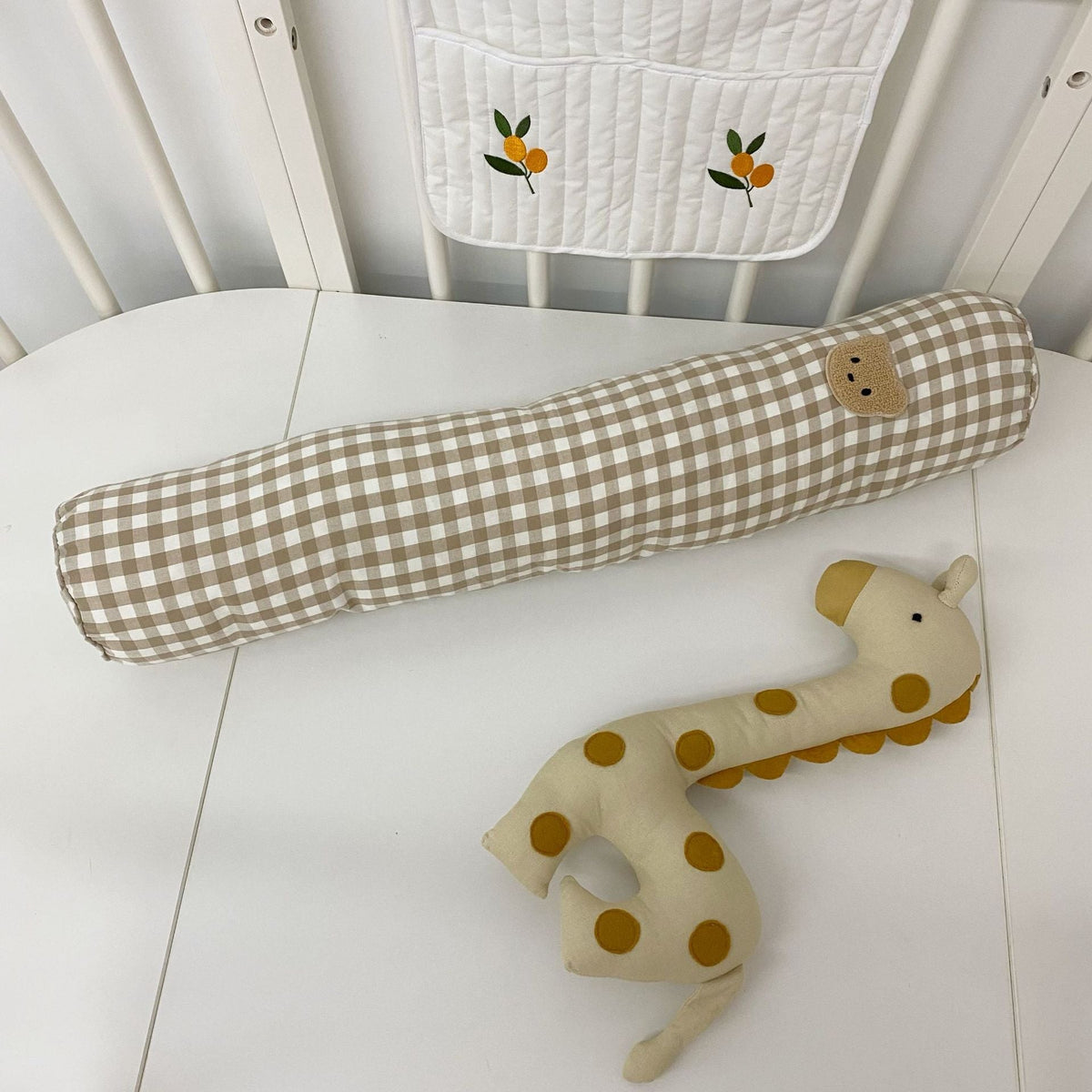 Long Gingham Nursery Bolster Pillow for Crib Support — product view 4