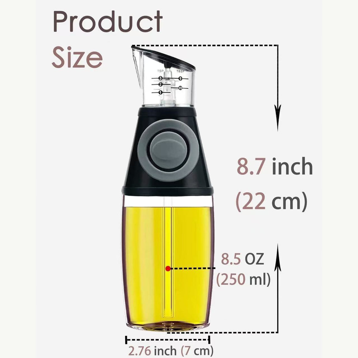 Compact Measuring Oil Dispenser With Built-In Pump And Drip-Free Spout — product view 2