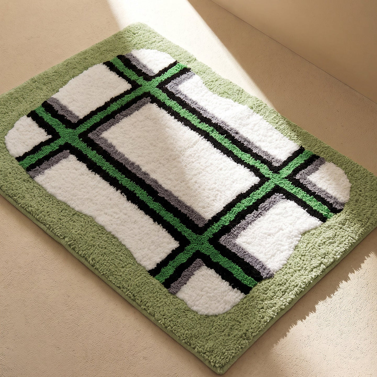 Soft Plush Geometric Pattern Bath Mat — product view 2