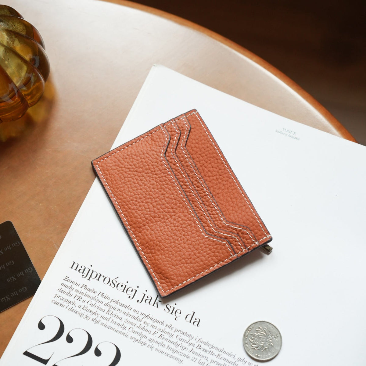 Textured Leather Card Holder — product view 6