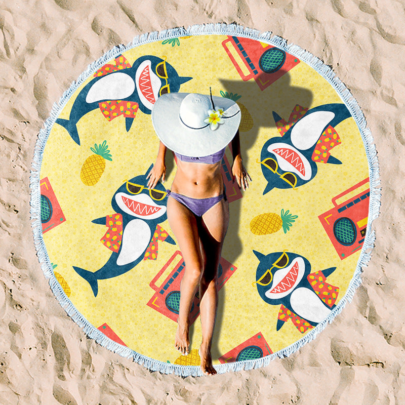 Rundstrand towel with unique sunset design LoungeYard — product view 2