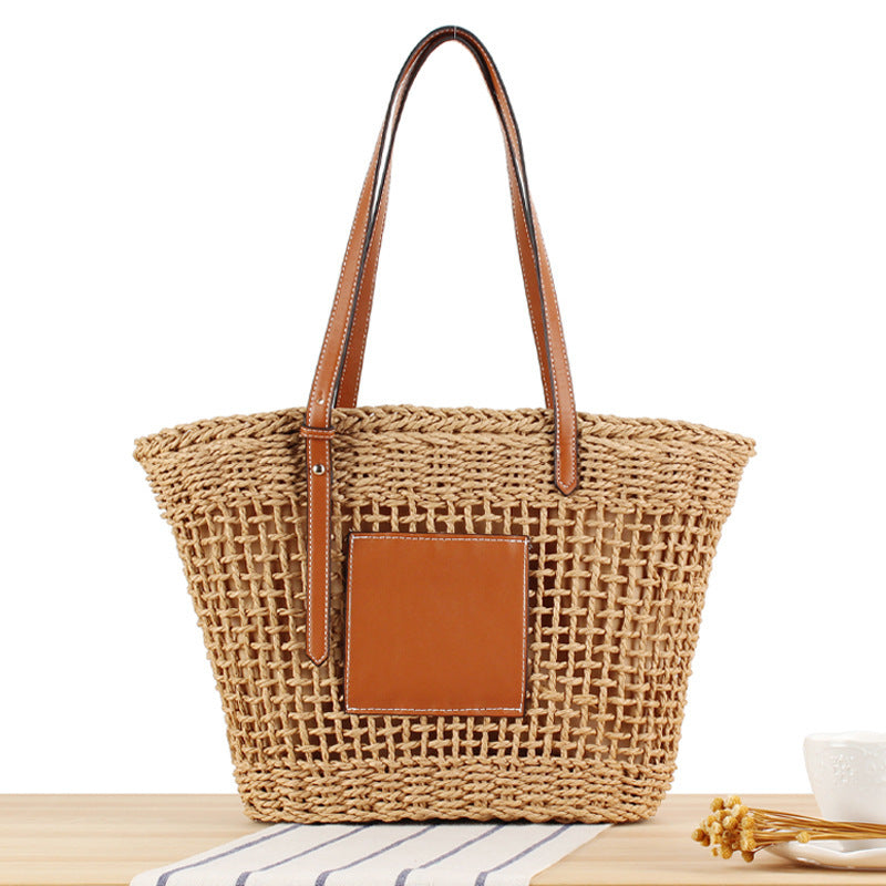 Braided bast bag with leather application LoungeYard — product view 5