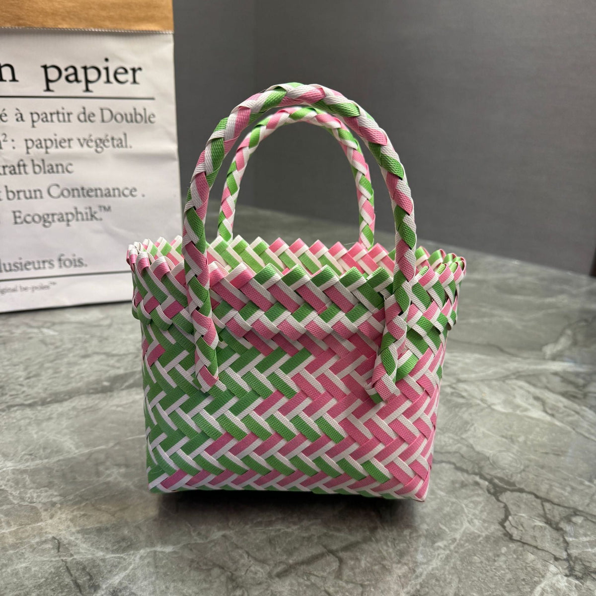 Handcrafted basket bag in stylish design LoungeYard — product view 6