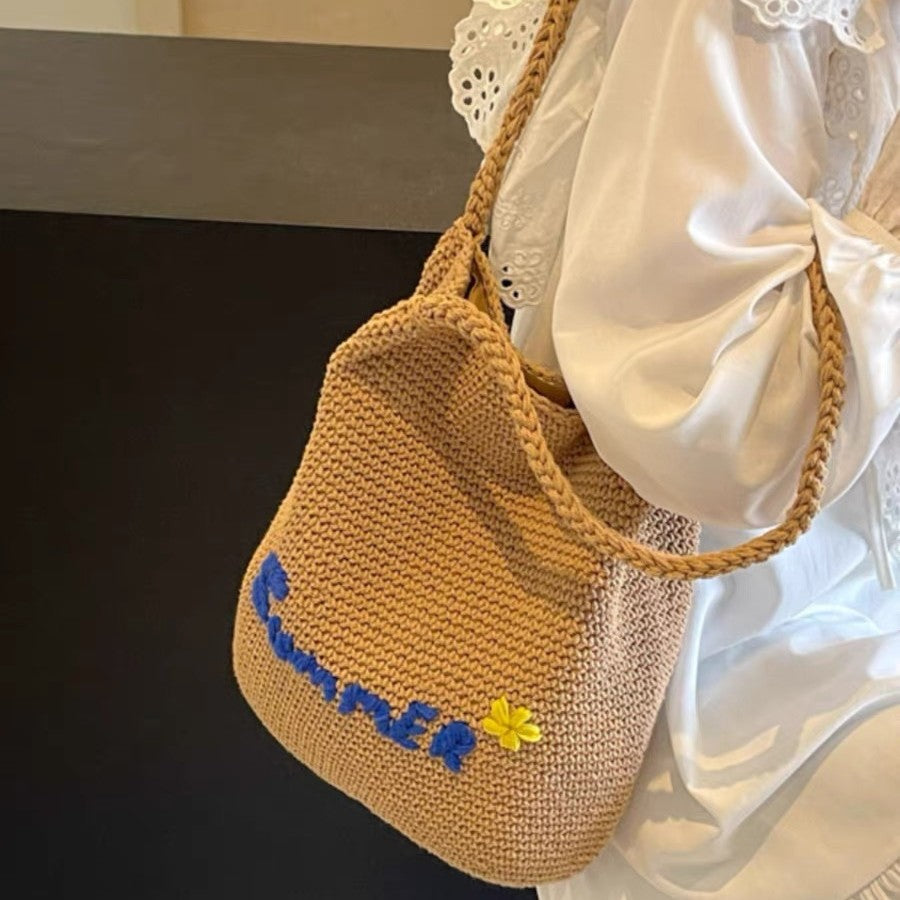 Handcrafted cotton bag with cheerful summer motif LoungeYard — product view 2
