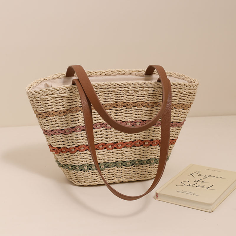 Trendy Straw Bag with Colorful Details LoungeYard — product view 3