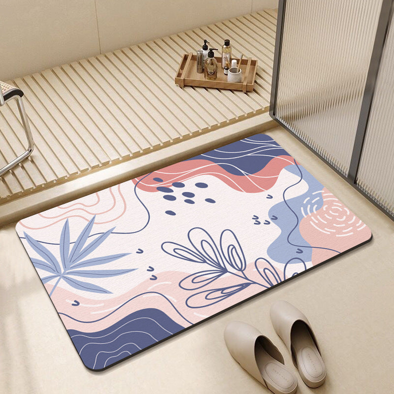 Abstract Floral Design Bath Mat Bowlift — product view 1