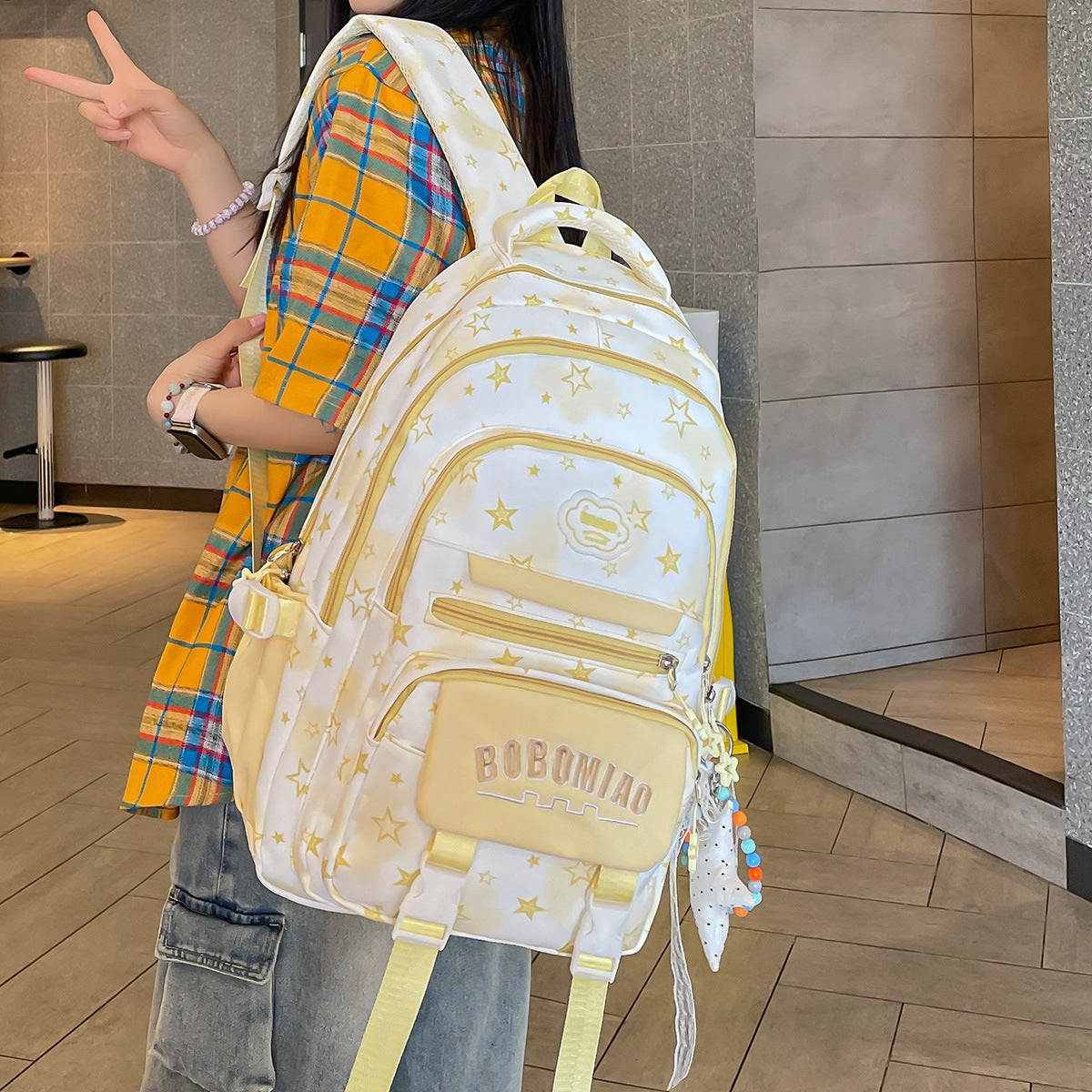 Star-Patterned Casual Backpack LoungeYard 1791205372 — product view 3