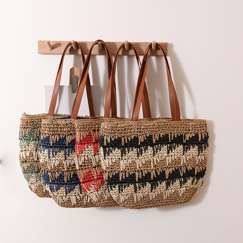 Braided tote bag with unique pattern mix LoungeYard — product view 1
