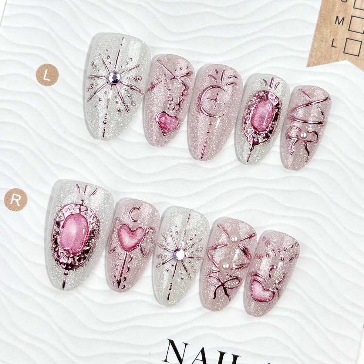Decorative Rhinestone-Embellished Press-On Nails — product view 1