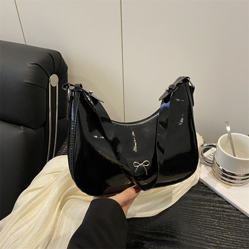 Premium Glossy Faux Leather Hobo Bag LoungeYard — product view 1