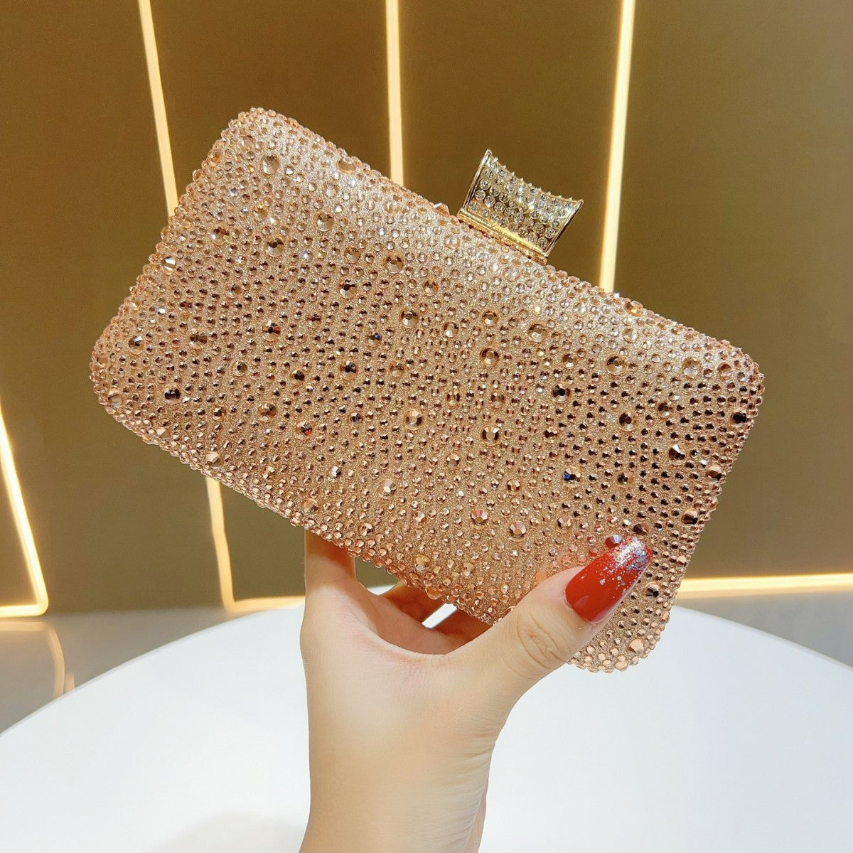 Glittering Crystal-Studded Evening Clutch — product view 1