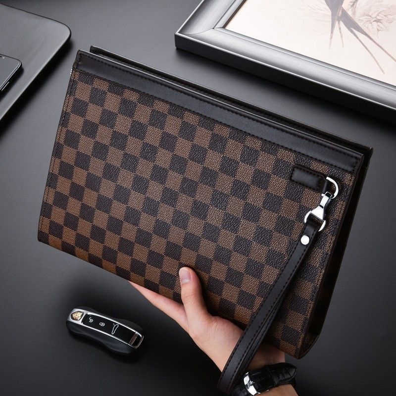 Leather Checkered Document Clutch LoungeYard — product view 5