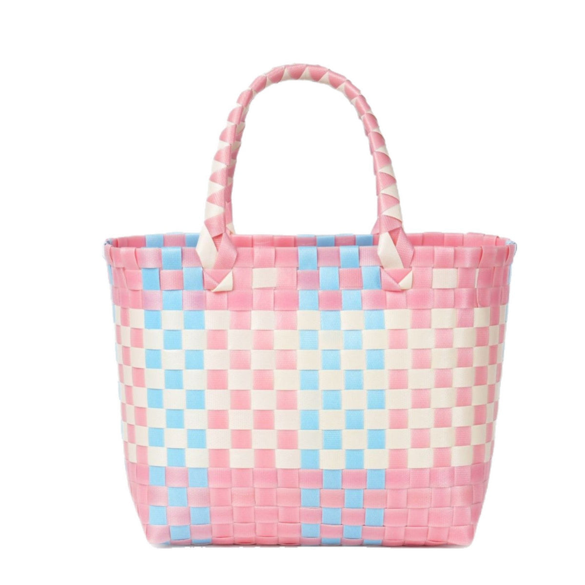 Handwoven basket bag with modern structural pattern LoungeYard — product view 5