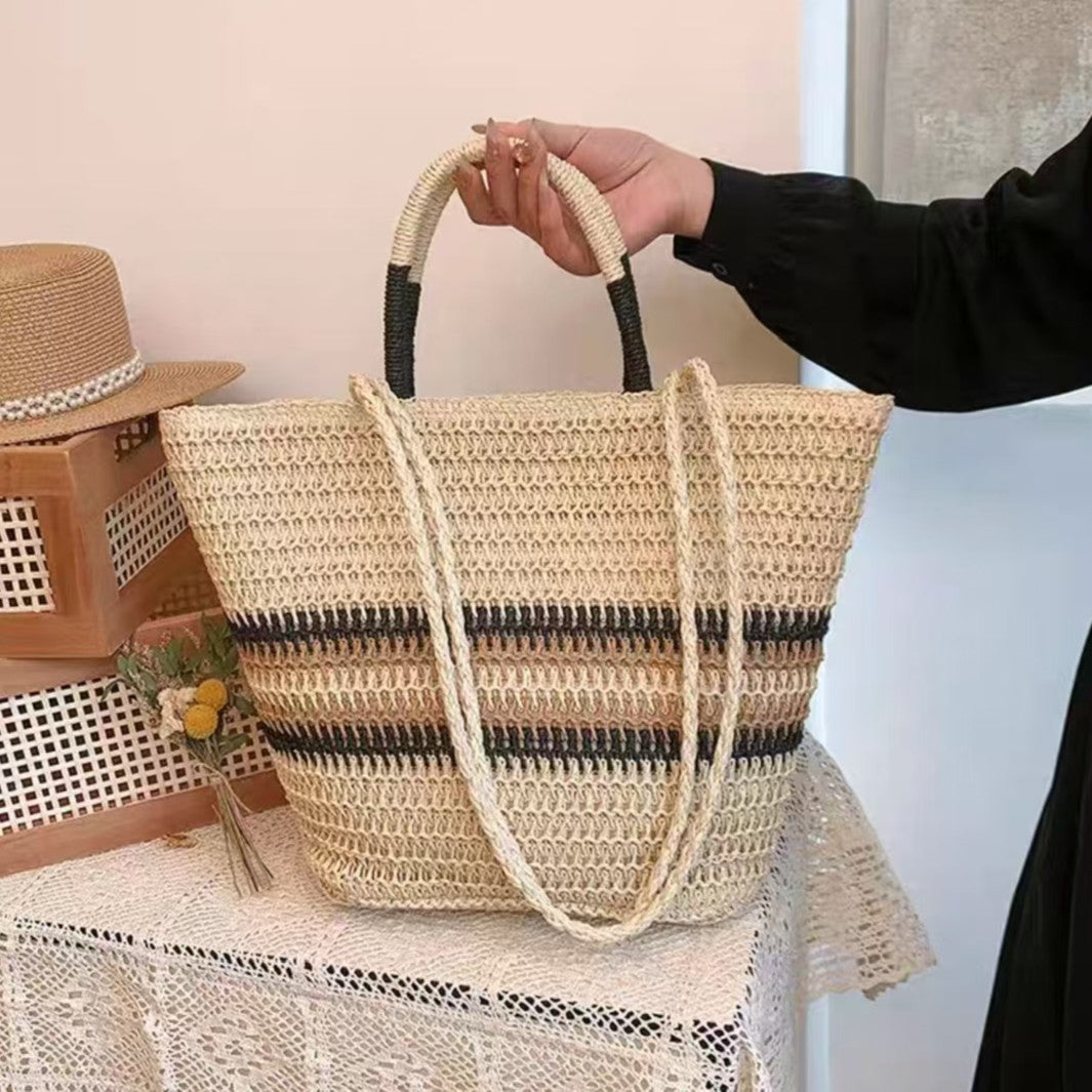 Handmade basket bag with modern patterns LoungeYard — product view 1