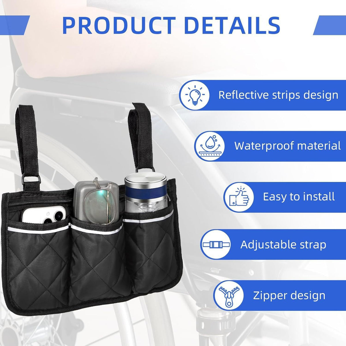 Multifunctional Organizer Bag with Zipper LoungeYard — product view 3