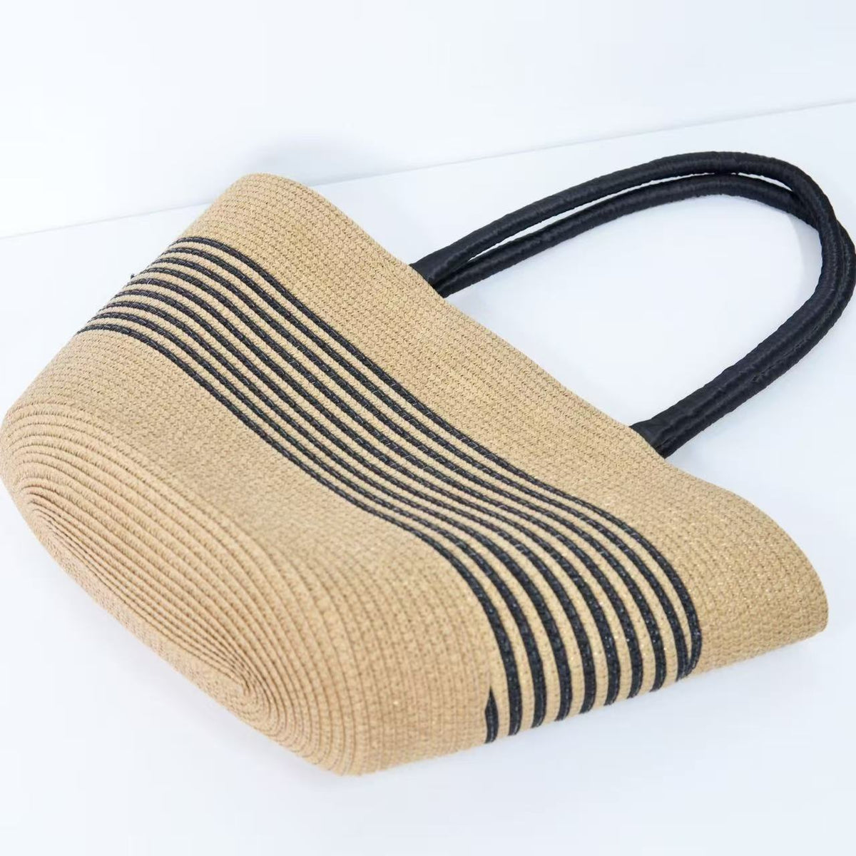 Beach bag with elegant stripe pattern and sturdy shoulder straps LoungeYard — product view 2