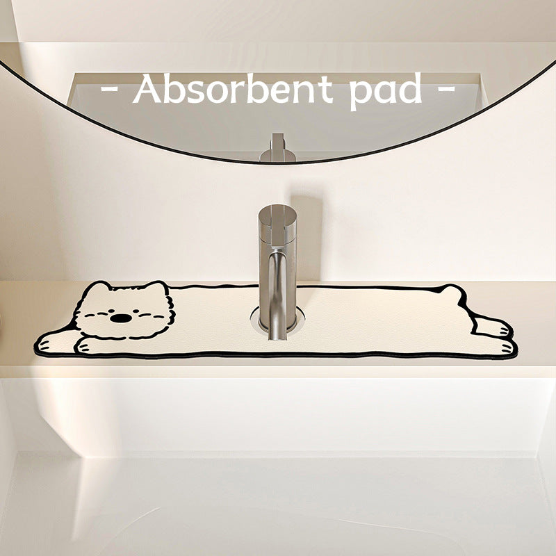 Decorative Silicone Faucet Sink Protector Mat with Dog-Shaped Counter Splash Guard — product view 1