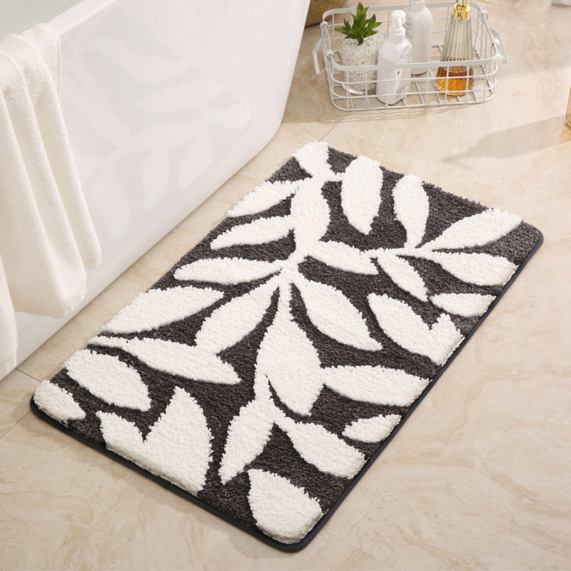 Leaf Patterned Luxury Bath Mat Bowlift — product view 6