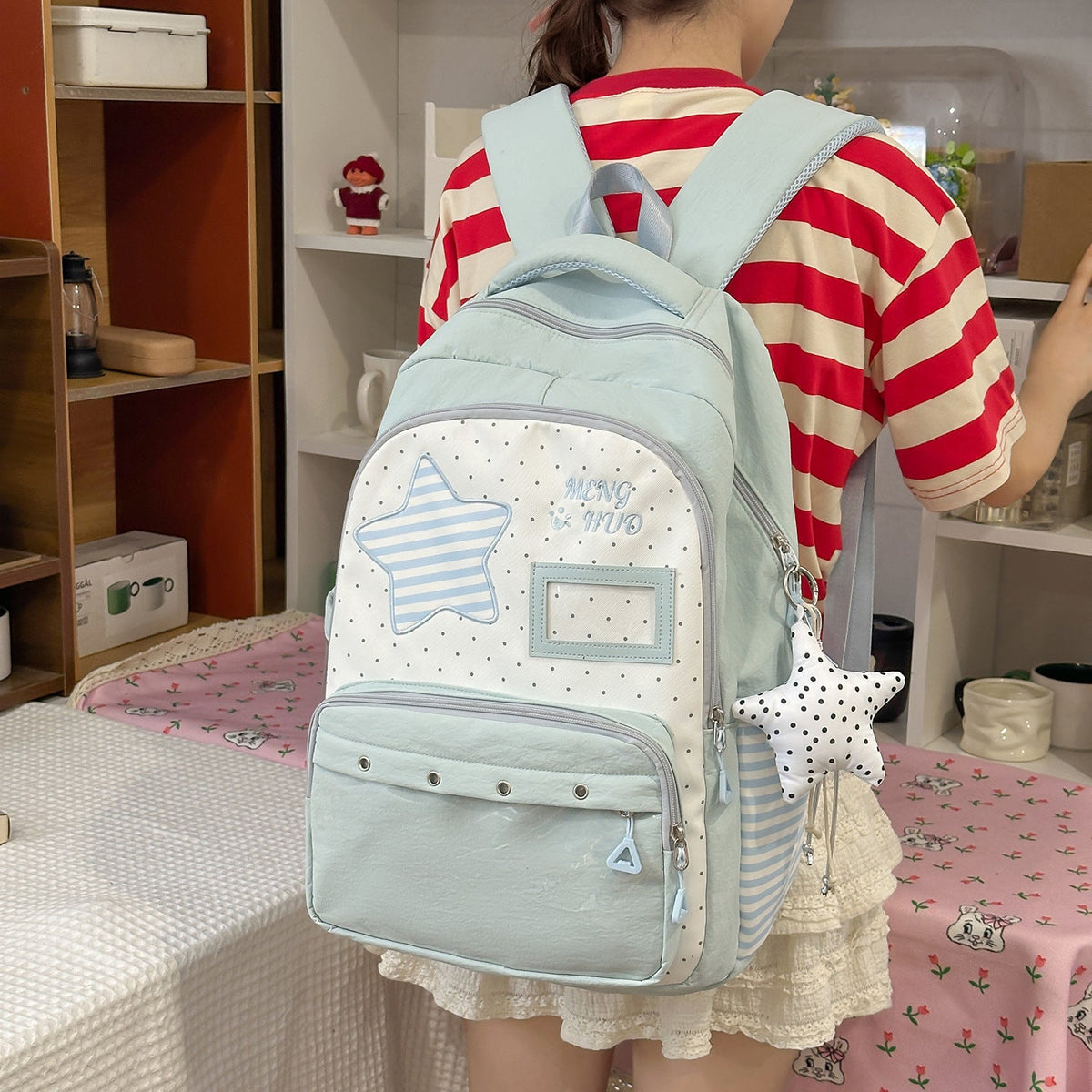 Playful Star-Embellished School Backpack LoungeYard — product view 2