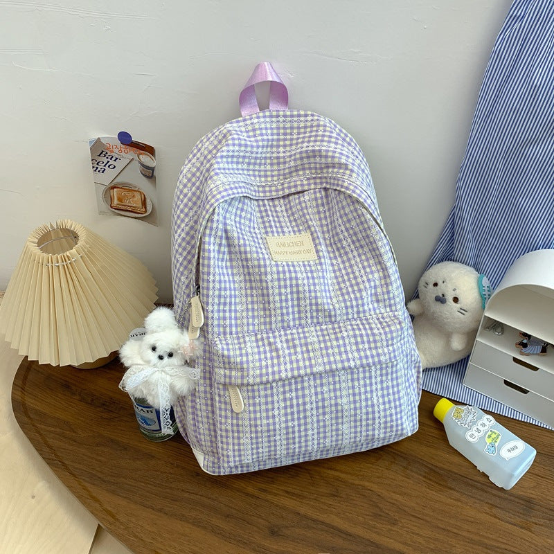 Gingham Patterned Casual Backpack — product view 1