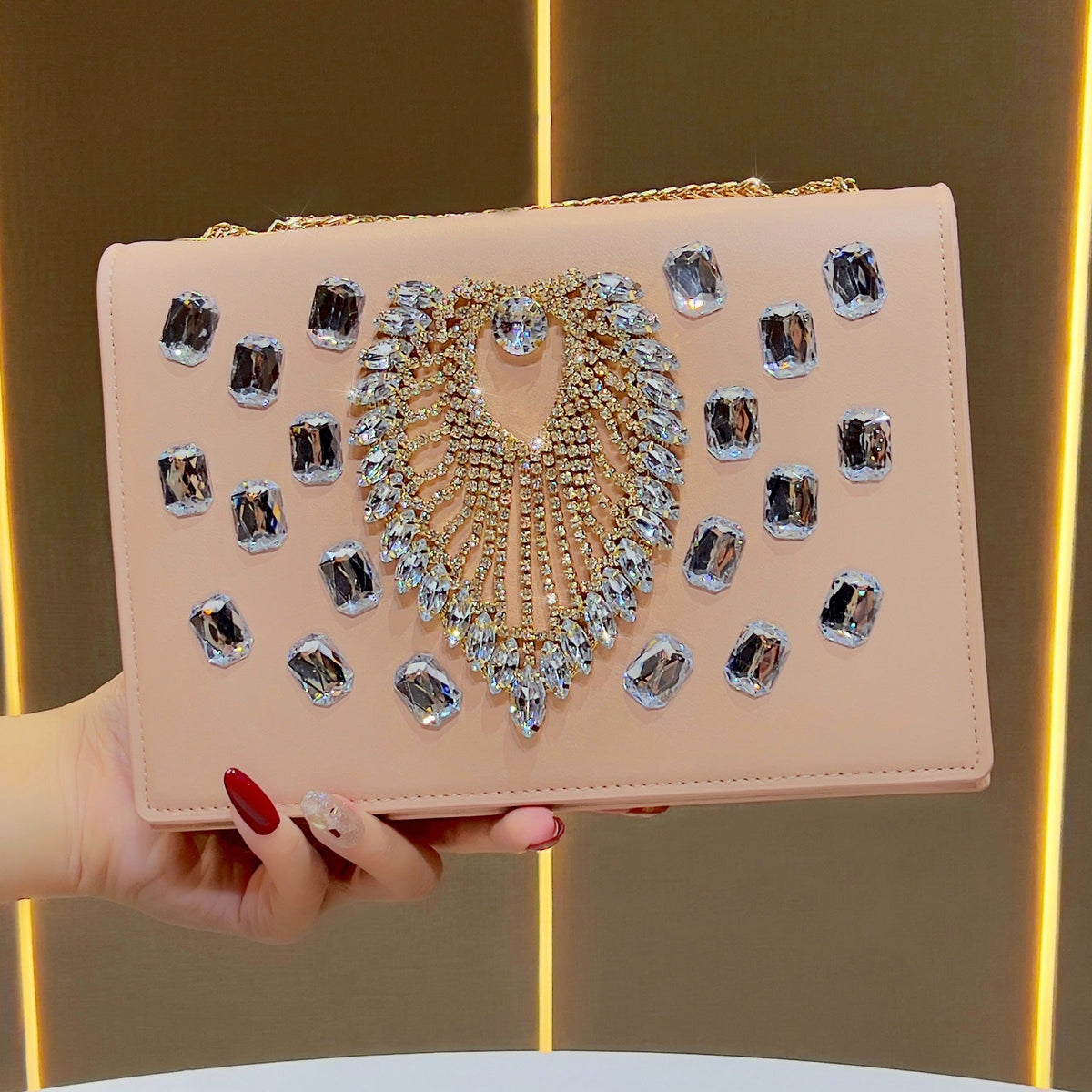 Decorative Crystal-Embellished Evening Clutch — product view 1