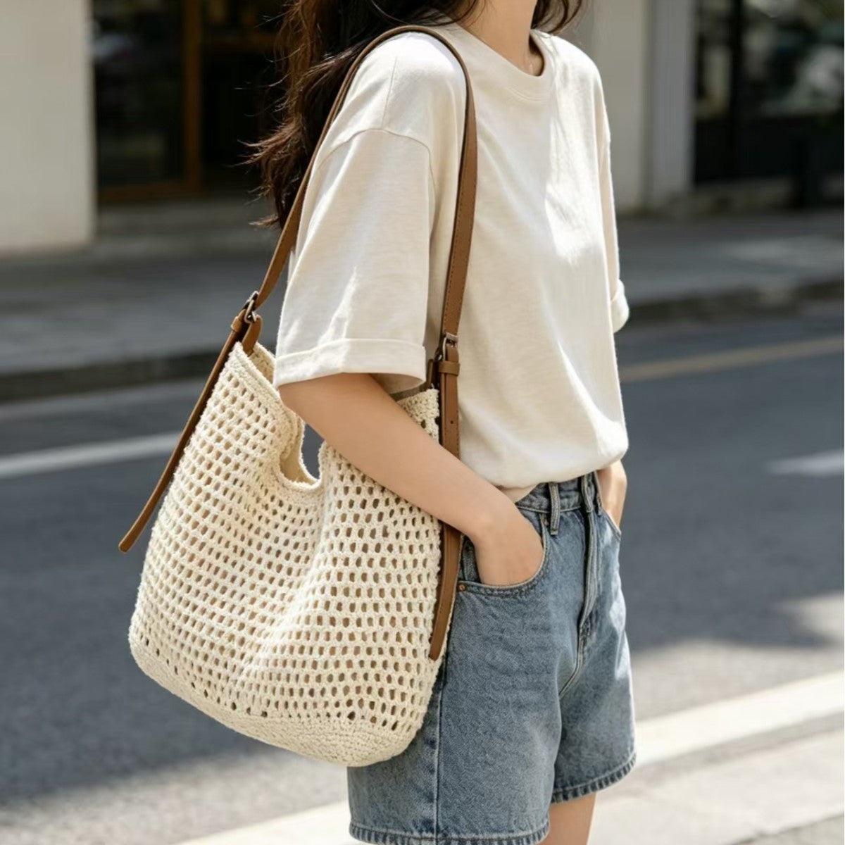 Net bag crossbody bag in Boho style LoungeYard — product view 3