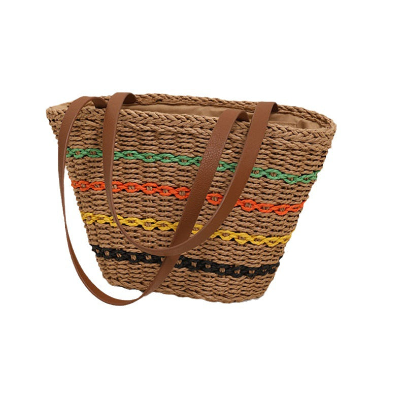 Trendy Straw Bag with Colorful Details LoungeYard — product view 5