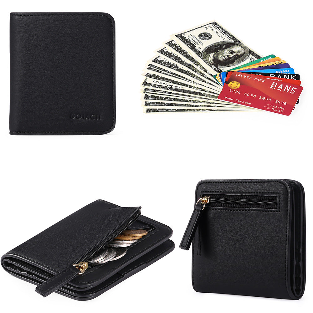 Compact Saffiano Card and Coin Wallet with Zipper Pocket LoungeYard — product view 3