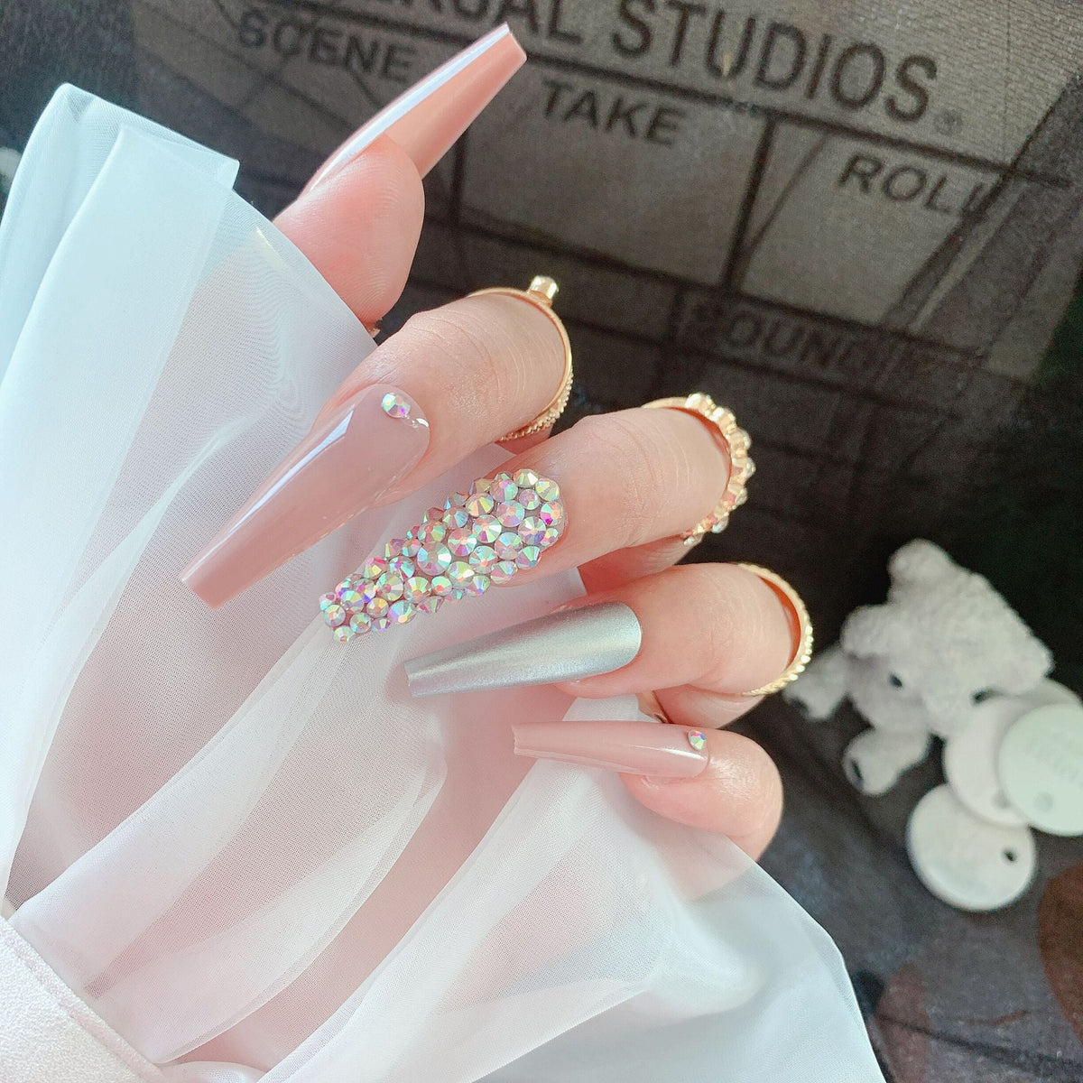 Glamorous Rhinestone Accented Nail Extensions — product view 1