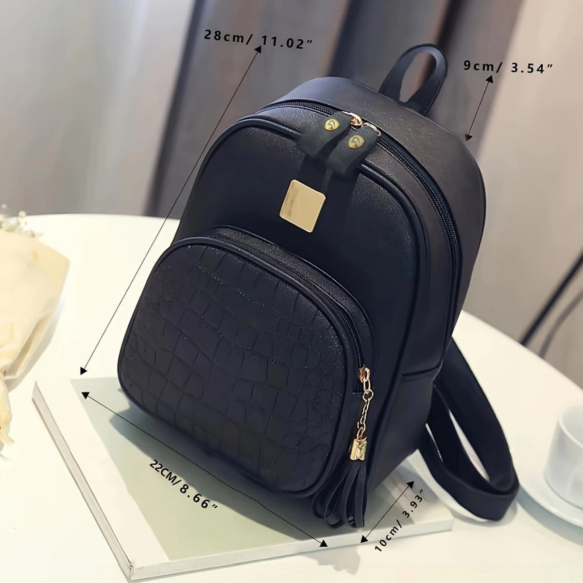 Fashionable backpack with structured material LoungeYard — product view 2