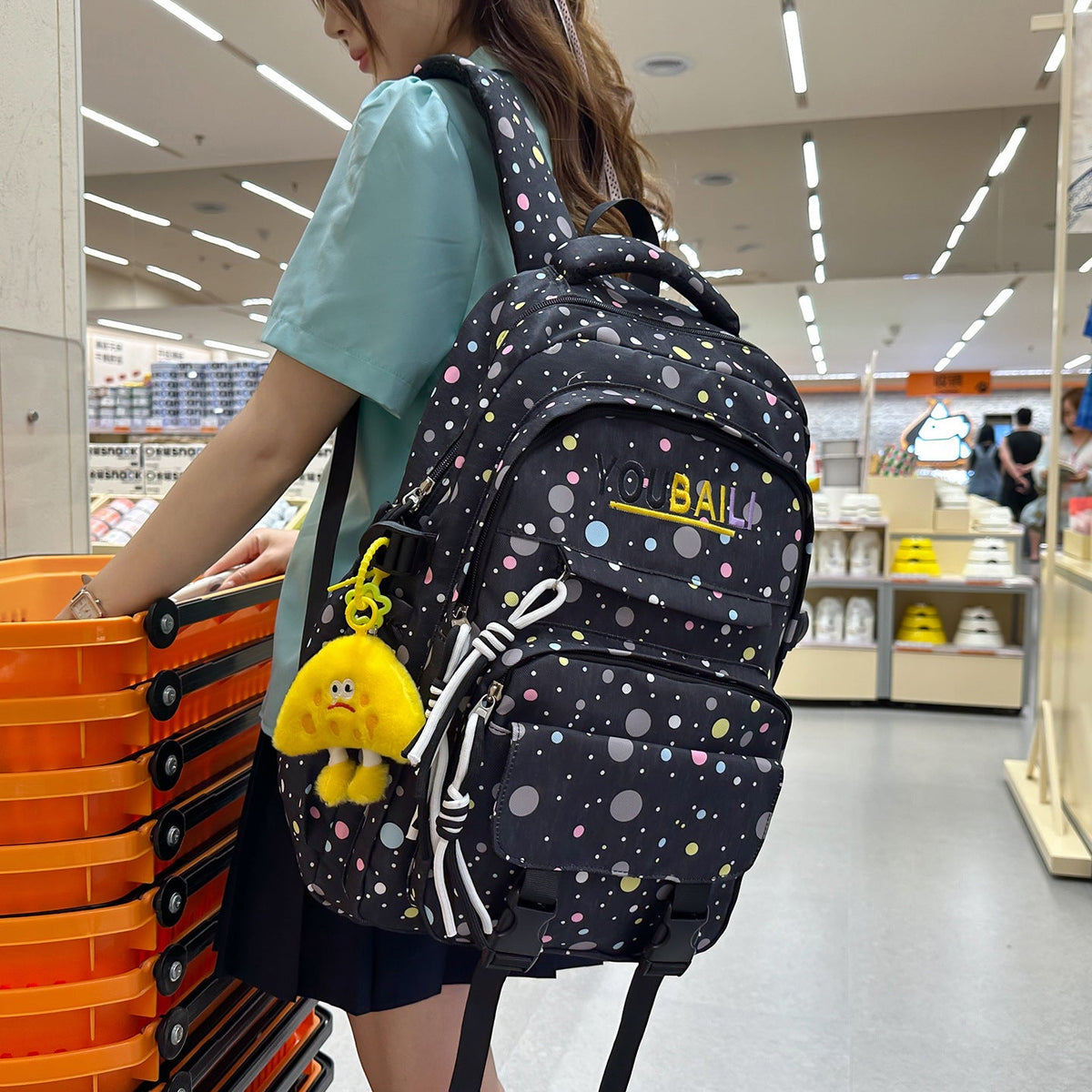 Playful Polka Dot School Backpack LoungeYard — product view 6