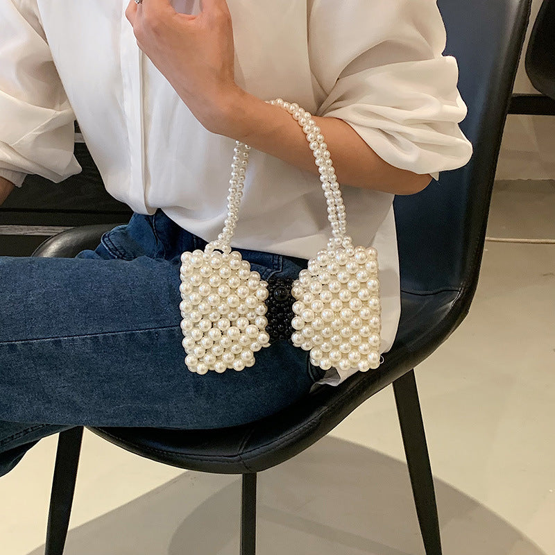 Pearled Bow Motif Evening Handbag — product view 2
