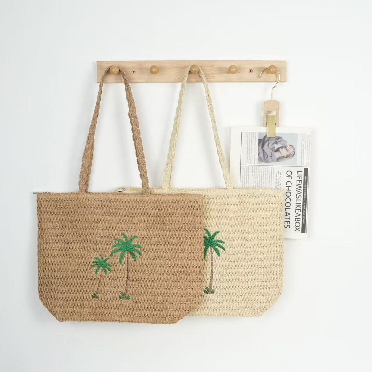 Beach bag with handcrafted palm pattern LoungeYard — product view 1
