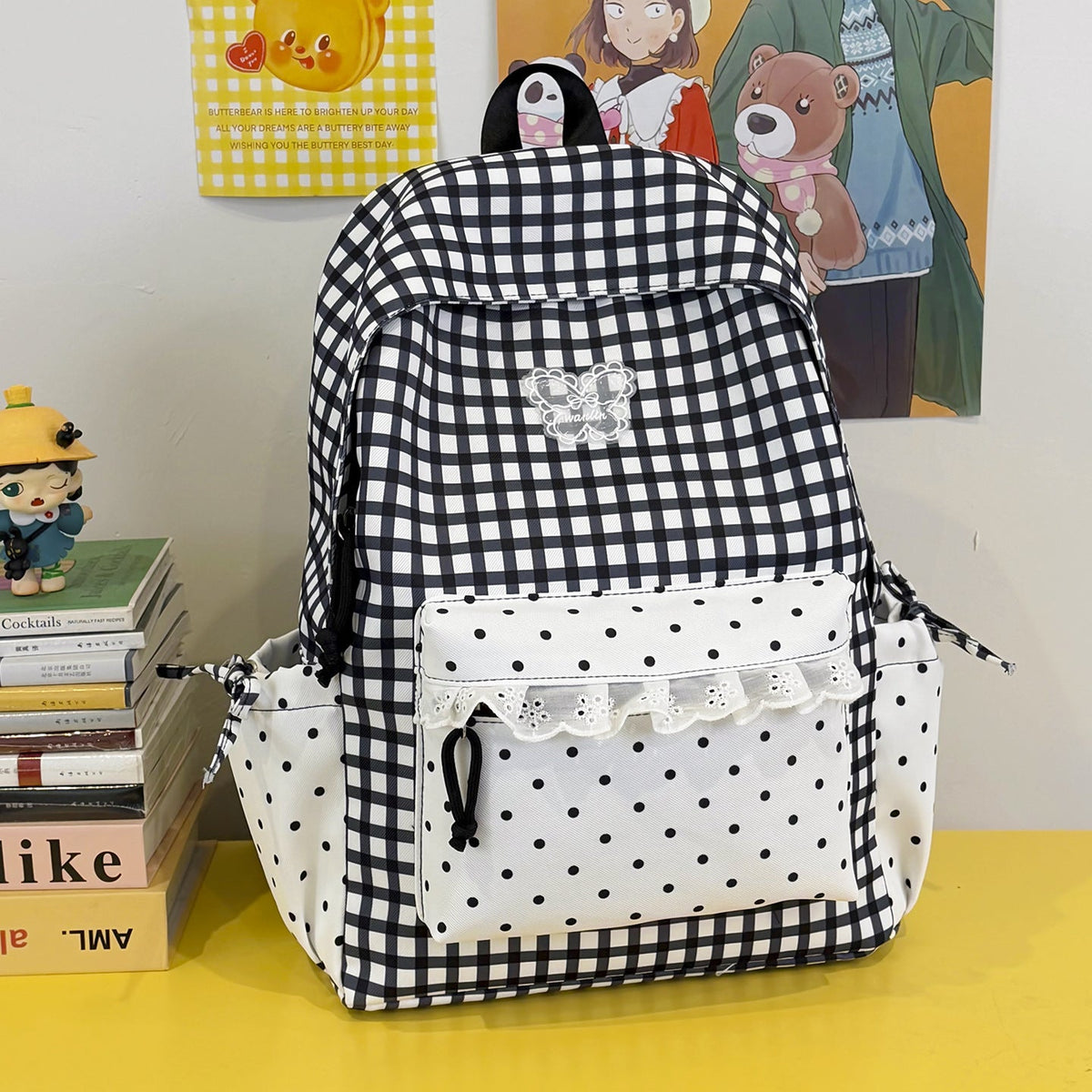 Fun Gingham Patterned Backpack LoungeYard — product view 6