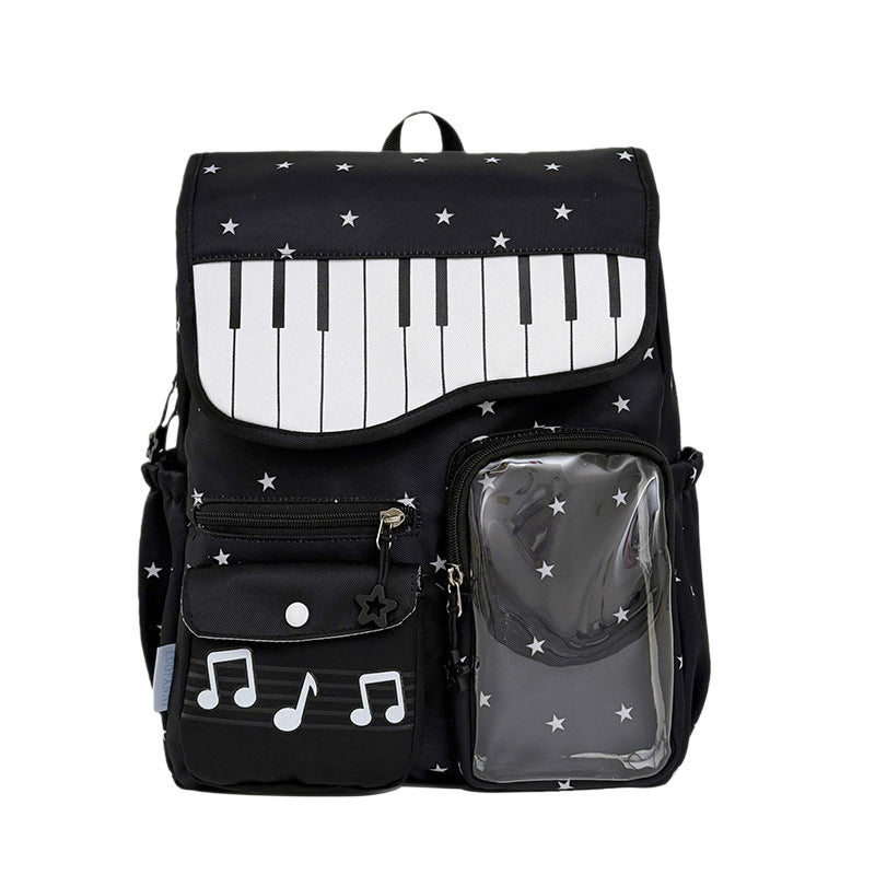 Piano-Themed Casual Backpack LoungeYard — product view 5
