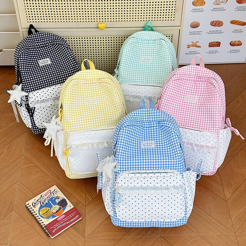 Stylish Gingham Pattern Backpack LoungeYard — product view 1