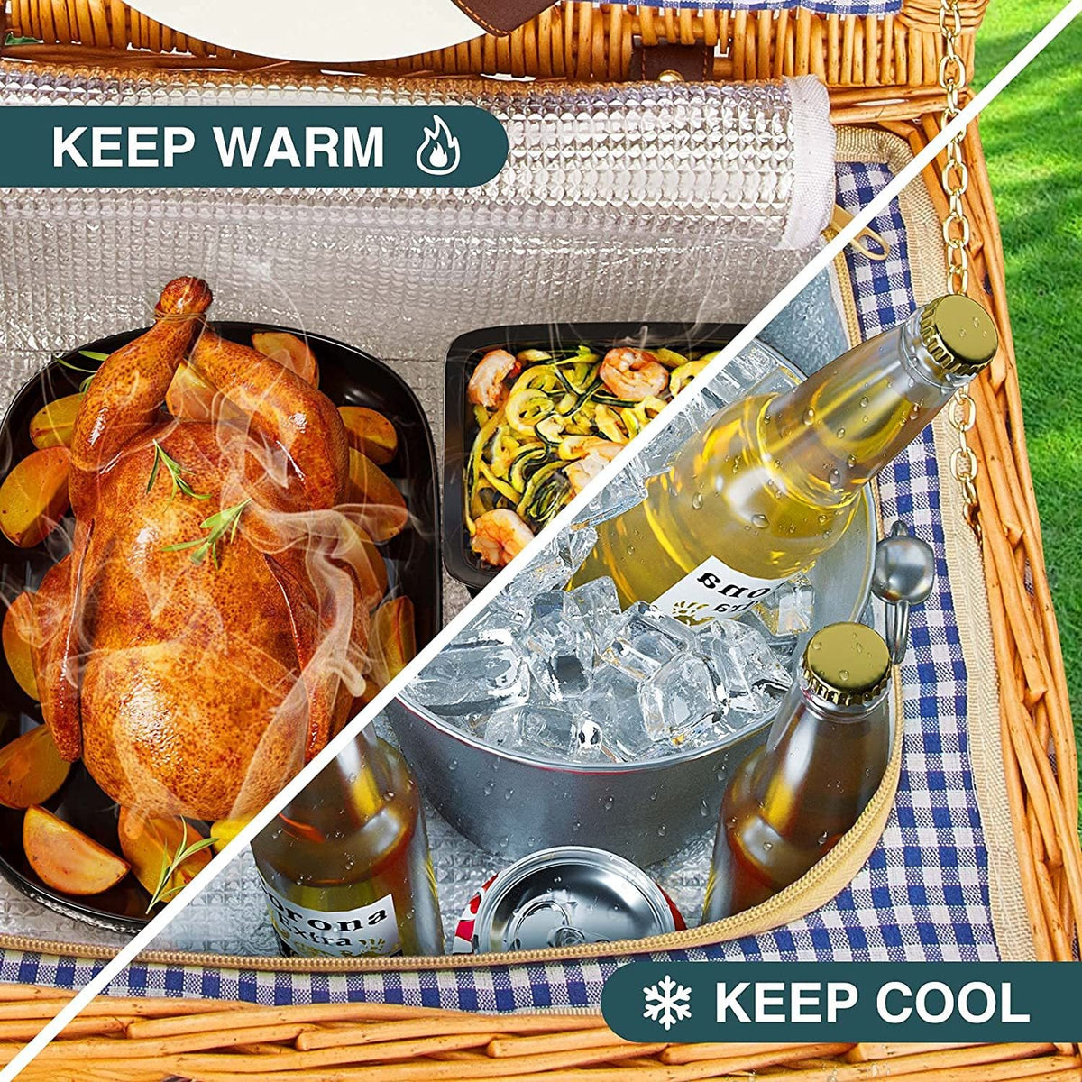 Ladies high-quality picnic basket with classic design LoungeYard — product view 3