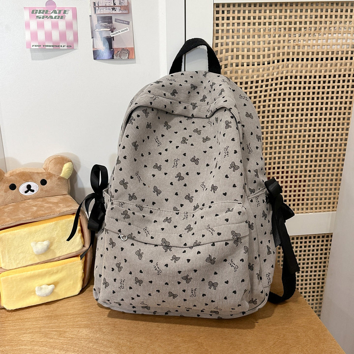 Cute Character-Embellished Casual Backpack LoungeYard — product view 7